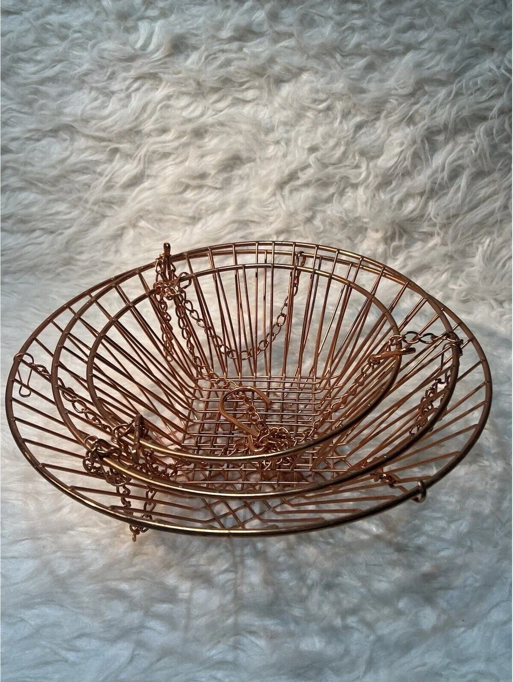 Vintage Three-Tier copper Hanging Wire Basket